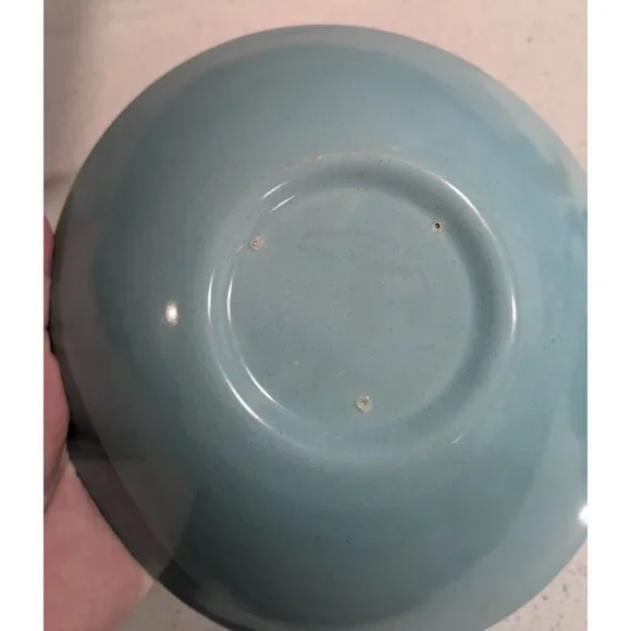 Metlox Vernon Ware Oval Serving Bowl 9 inches Aqua Blue Heavenly Days Collection - Picture 6 of 10